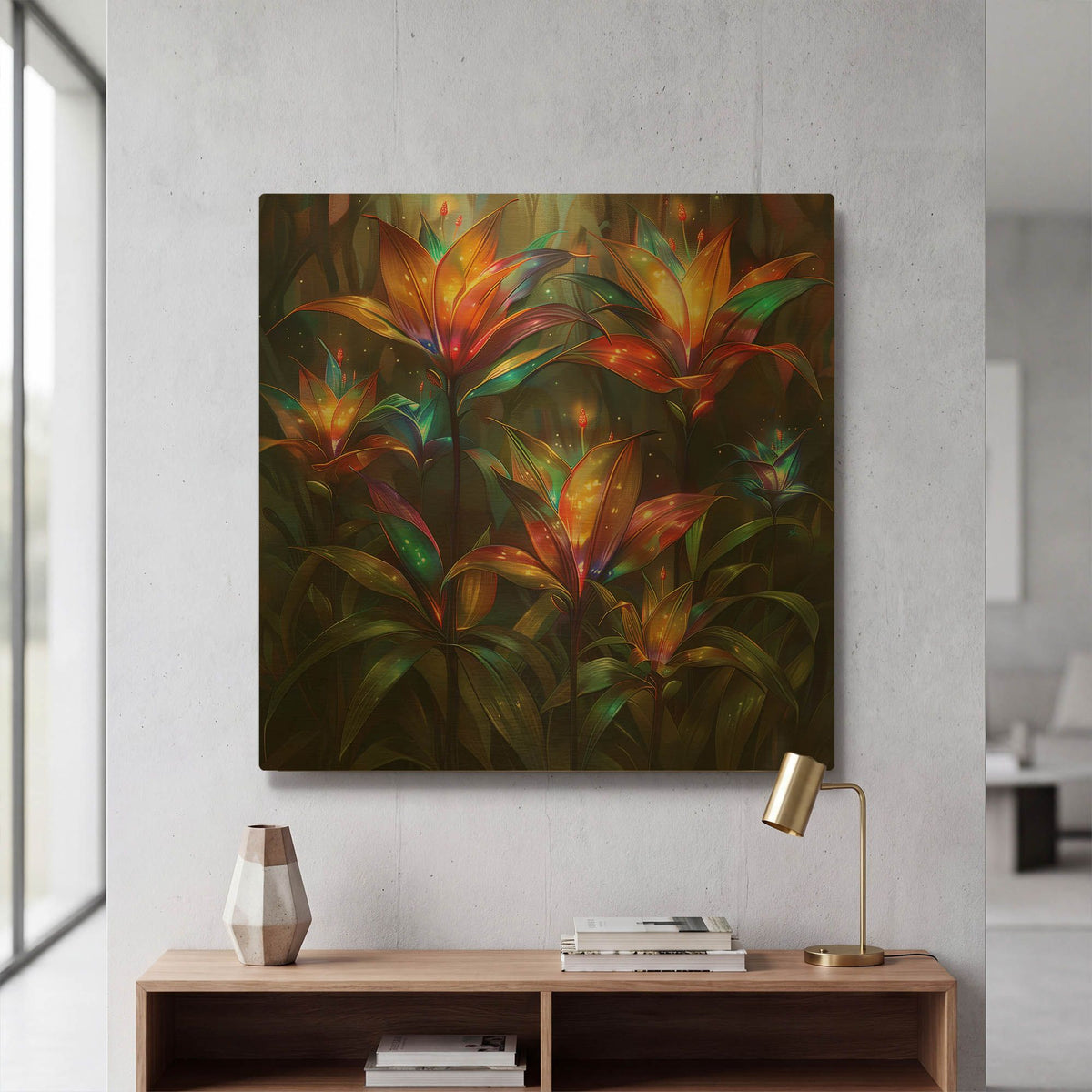 'Radiant Dance of Leaves' By r3darch0n Gold Metal Wall Art