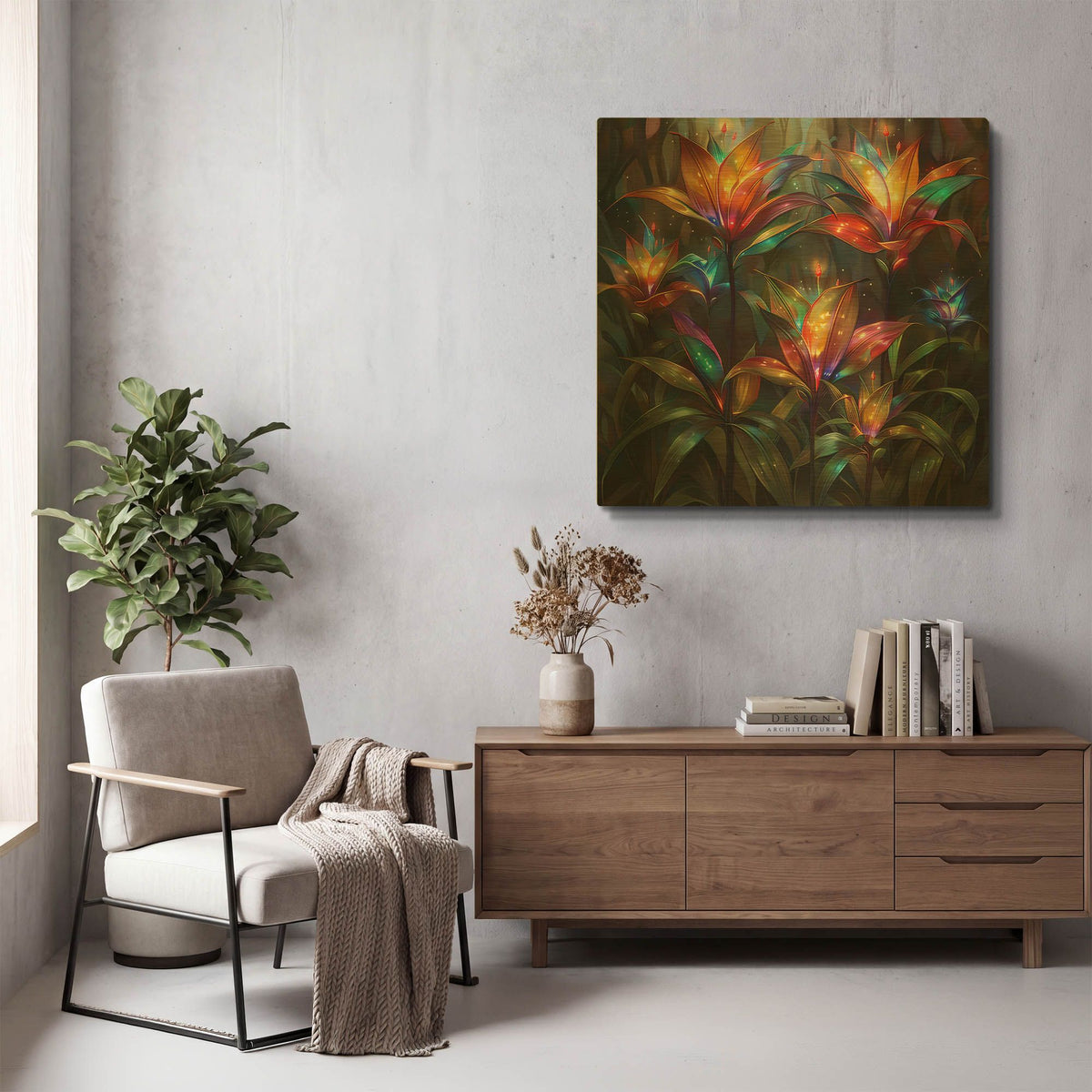 'Radiant Dance of Leaves' By r3darch0n Gold Metal Wall Art