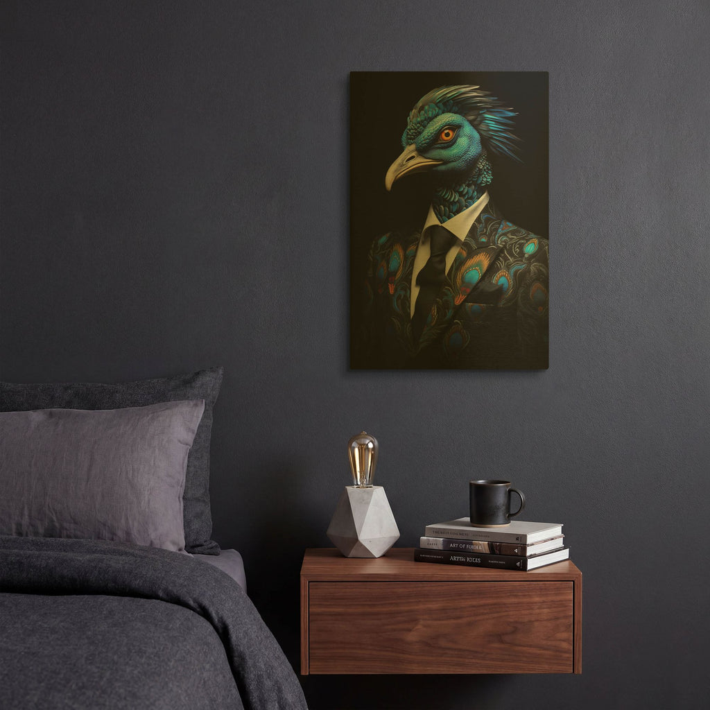 'Sartorial Peacock' By r3darch0n Gold Metal Wall Art