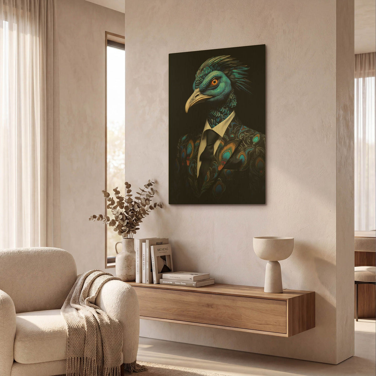 'Sartorial Peacock' By r3darch0n Gold Metal Wall Art