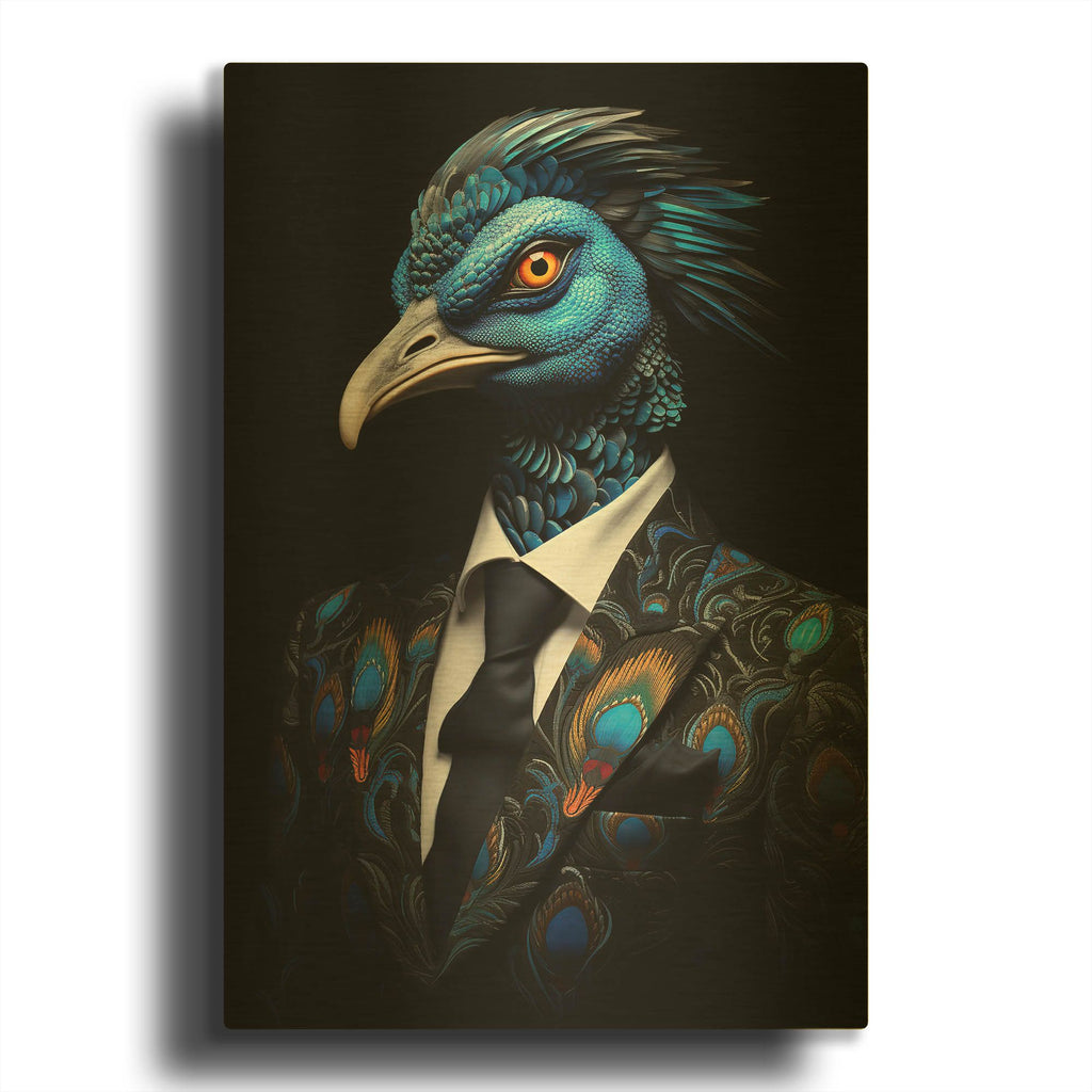 'Sartorial Peacock' By r3darch0n Gold Metal Wall Art