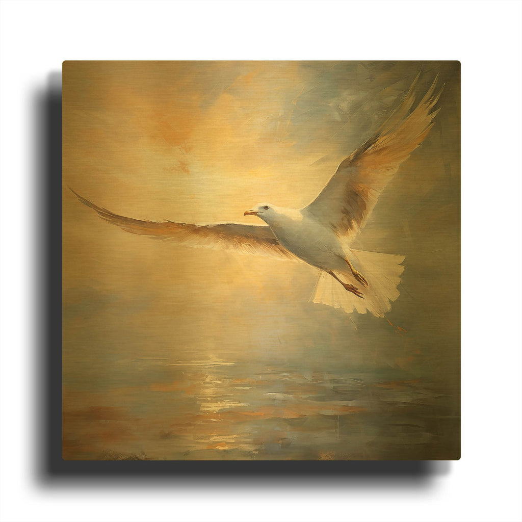 'Seagull' By r3darch0n Gold Metal Wall Art