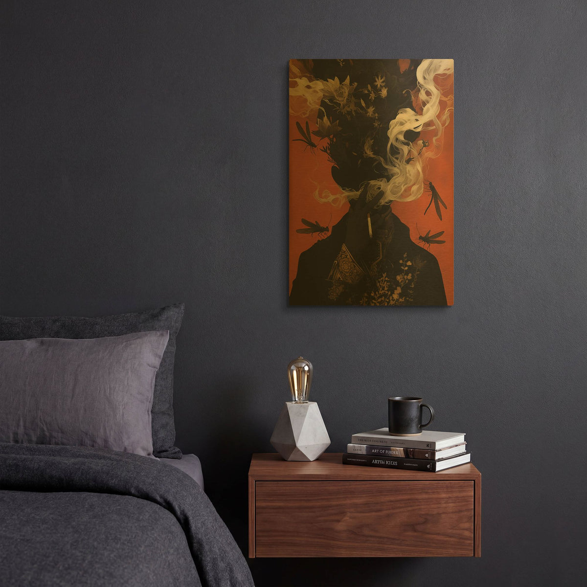 'Smoke and Shadow' By r3darch0n Gold Metal Wall Art