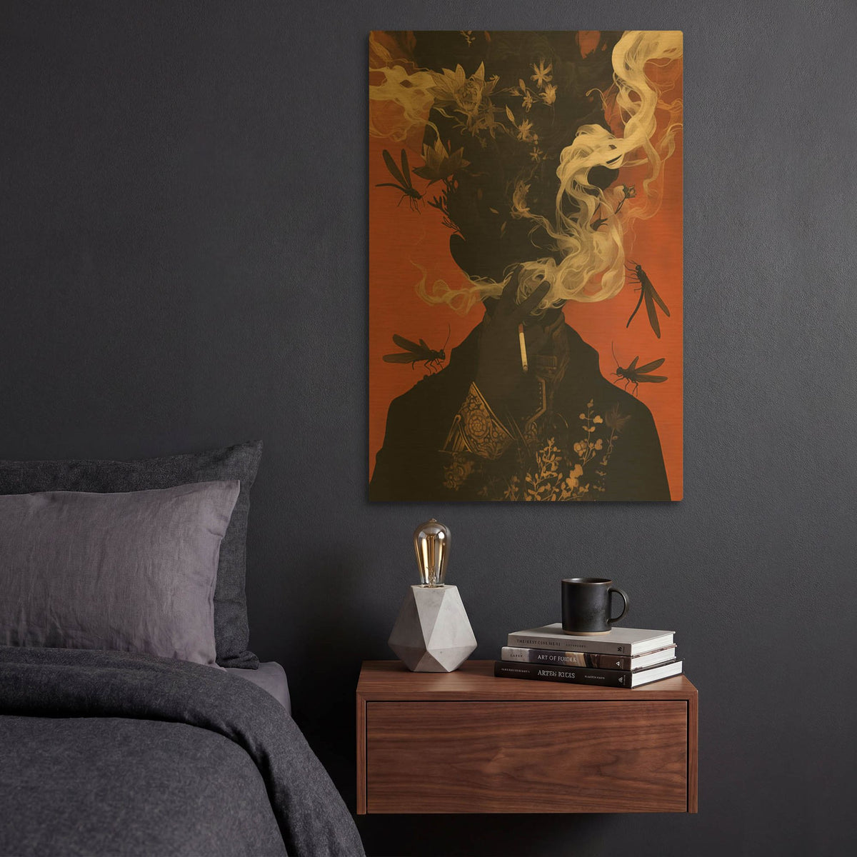 'Smoke and Shadow' By r3darch0n Gold Metal Wall Art