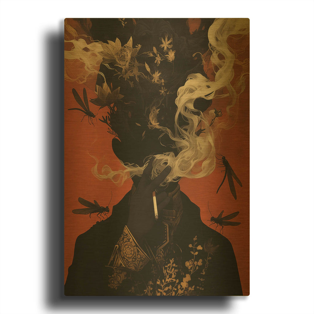 'Smoke and Shadow' By r3darch0n Gold Metal Wall Art