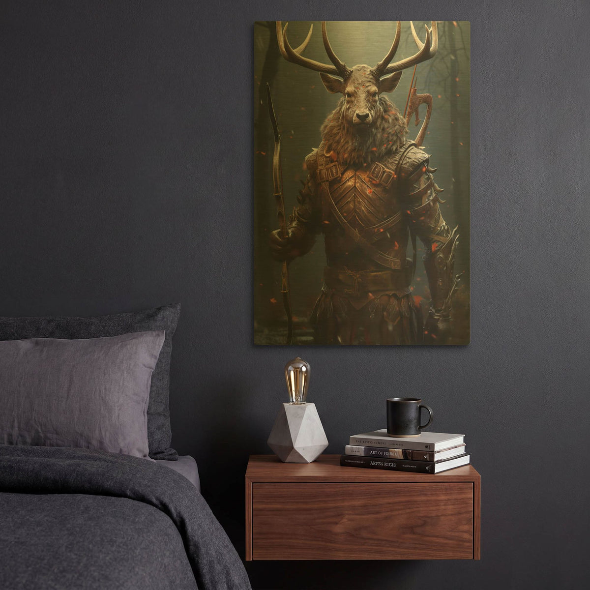 'Stags Silent Watch' By r3darch0n Gold Metal Wall Art
