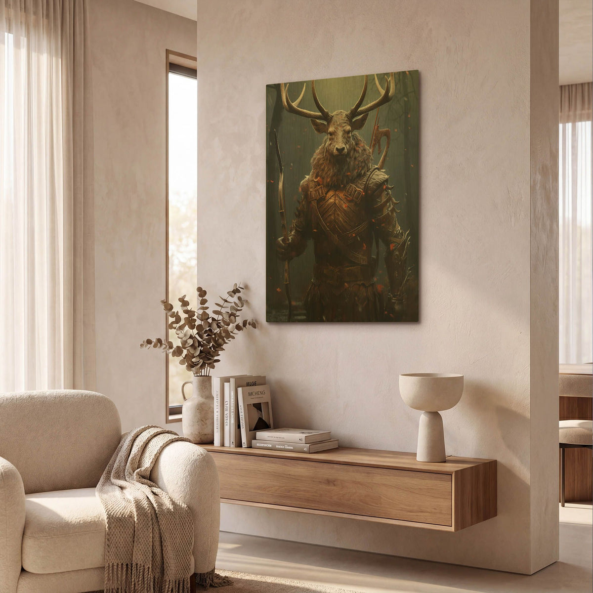 'Stags Silent Watch' By r3darch0n Gold Metal Wall Art