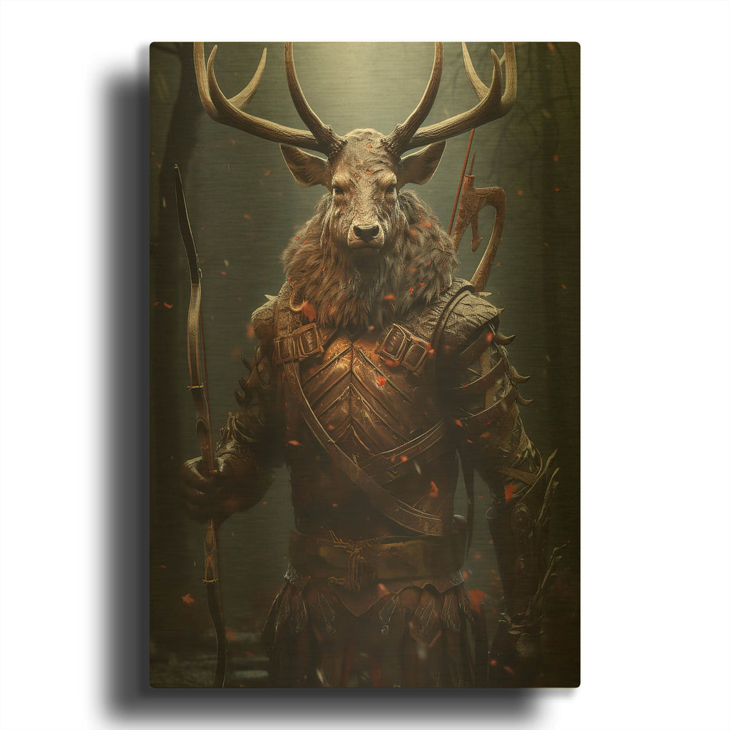 'Stags Silent Watch' By r3darch0n Gold Metal Wall Art