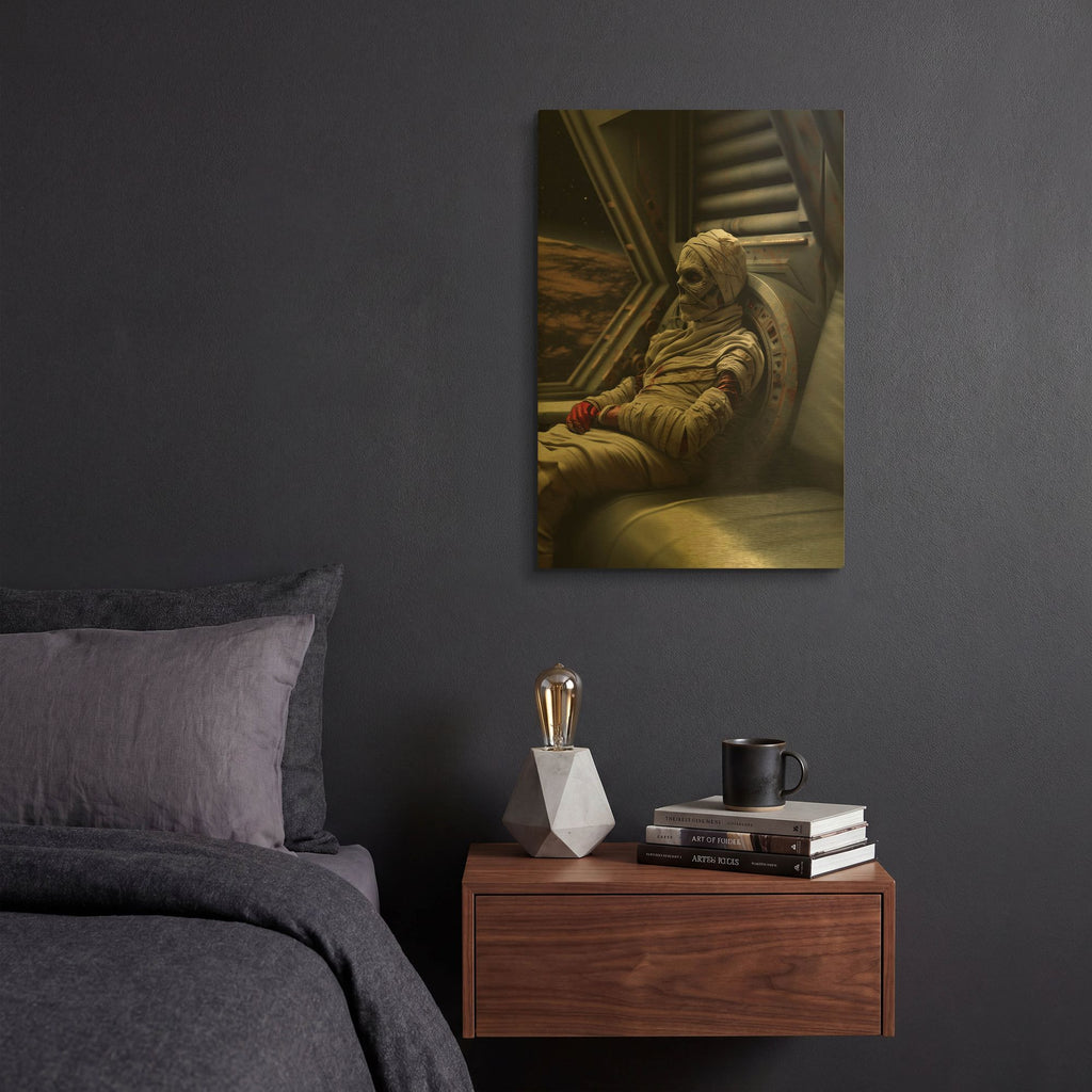 'Stargazing Mummy' By r3darch0n Gold Metal Wall Art