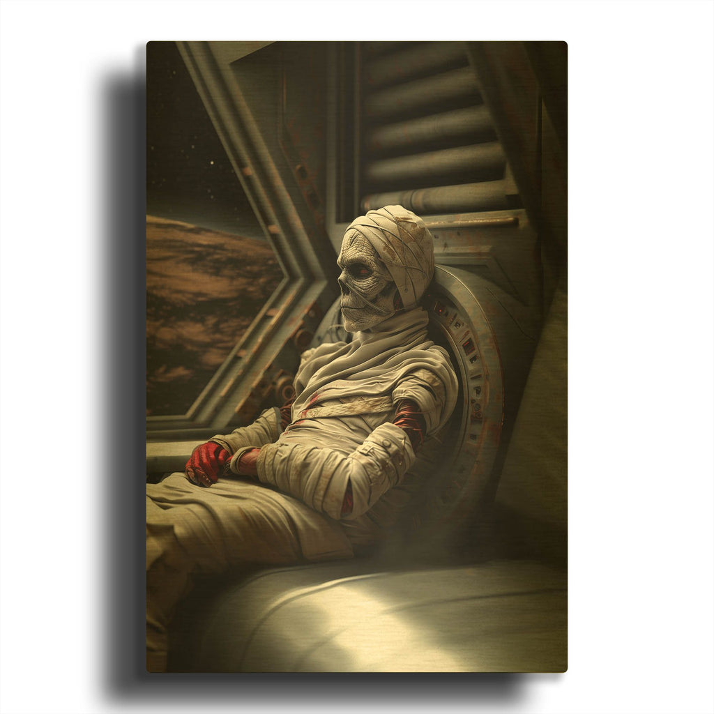 'Stargazing Mummy' By r3darch0n Gold Metal Wall Art