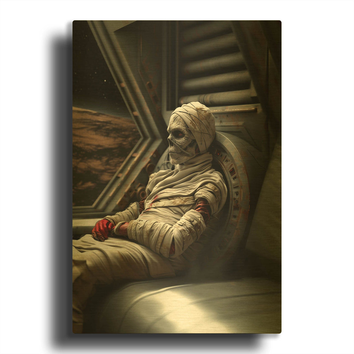 'Stargazing Mummy' By r3darch0n Gold Metal Wall Art