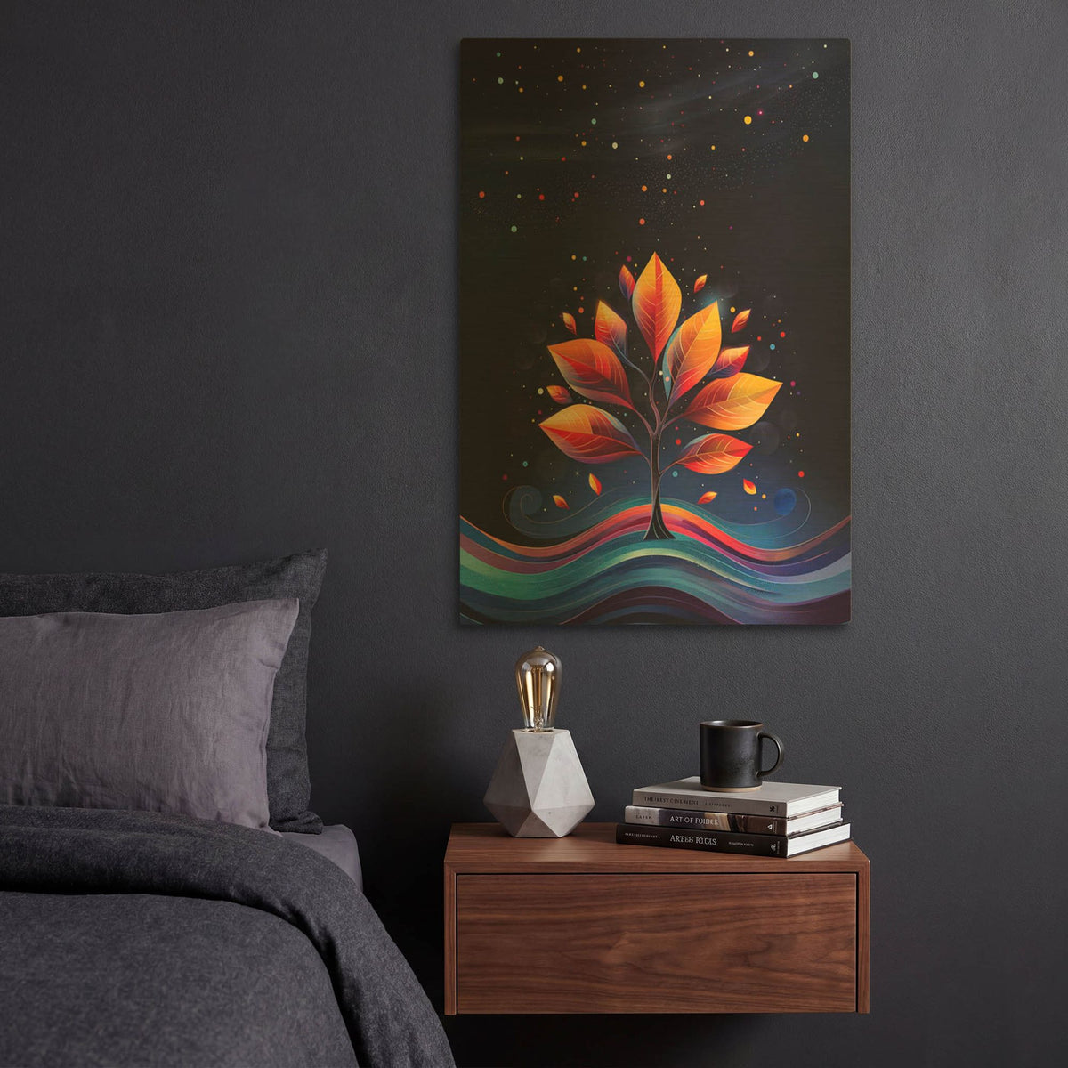'Starry Autumn' By r3darch0n Gold Metal Wall Art