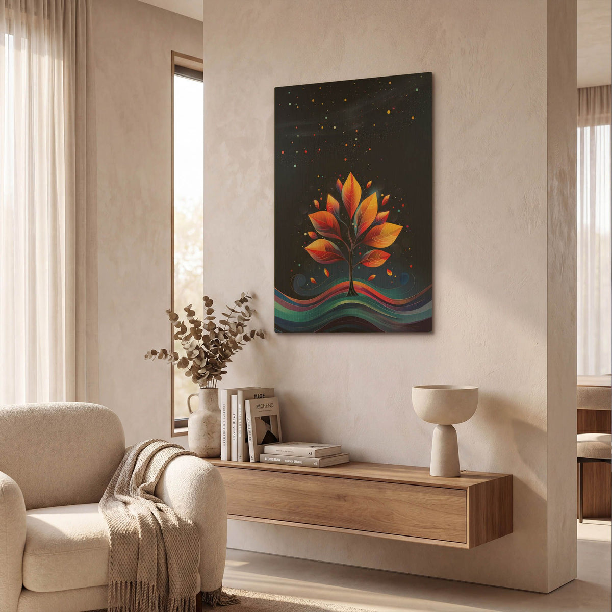 'Starry Autumn' By r3darch0n Gold Metal Wall Art