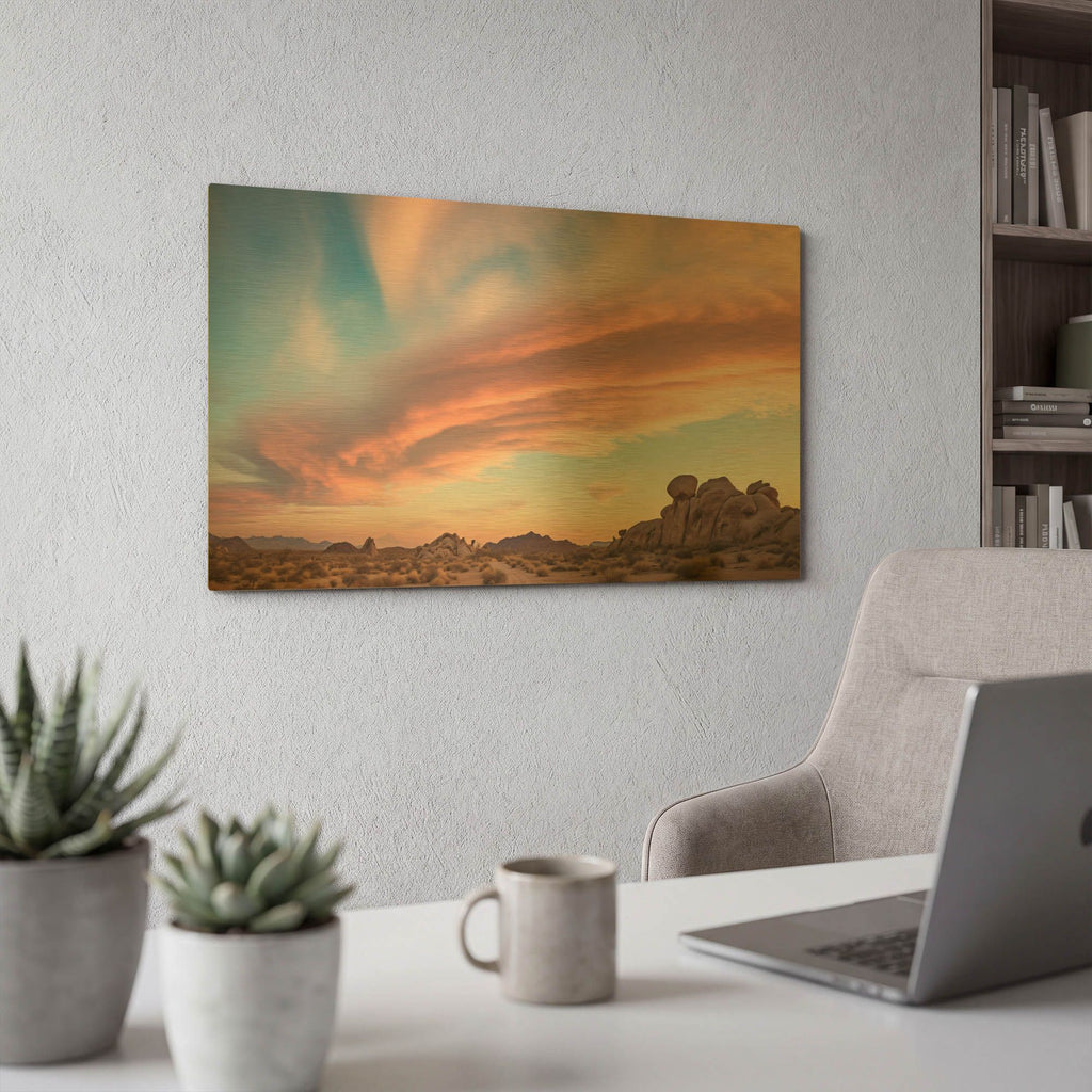 'Sunset Clouds Over Desert' By r3darch0n Gold Metal Wall Art