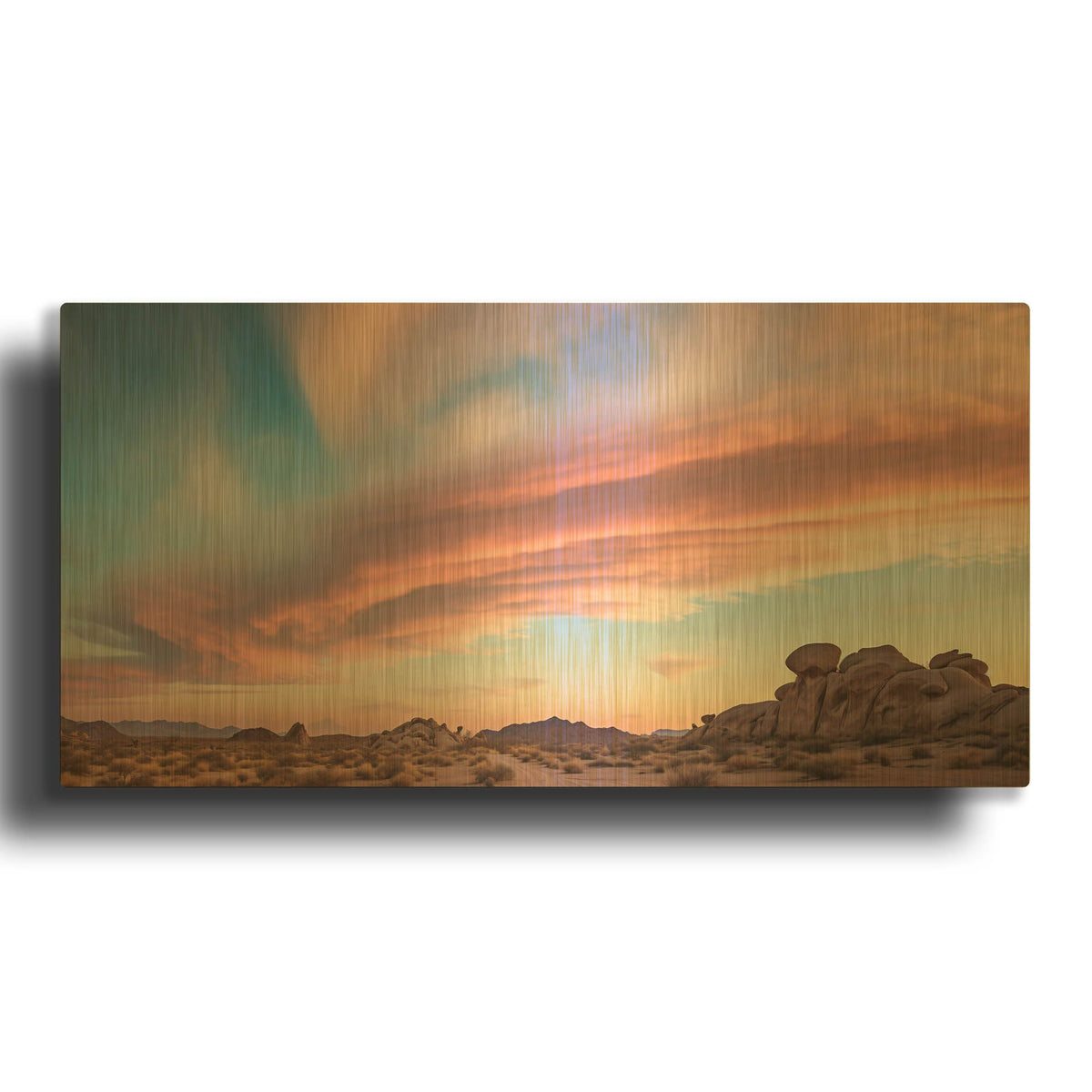 'Sunset Clouds Over Desert' By r3darch0n Gold Metal Wall Art
