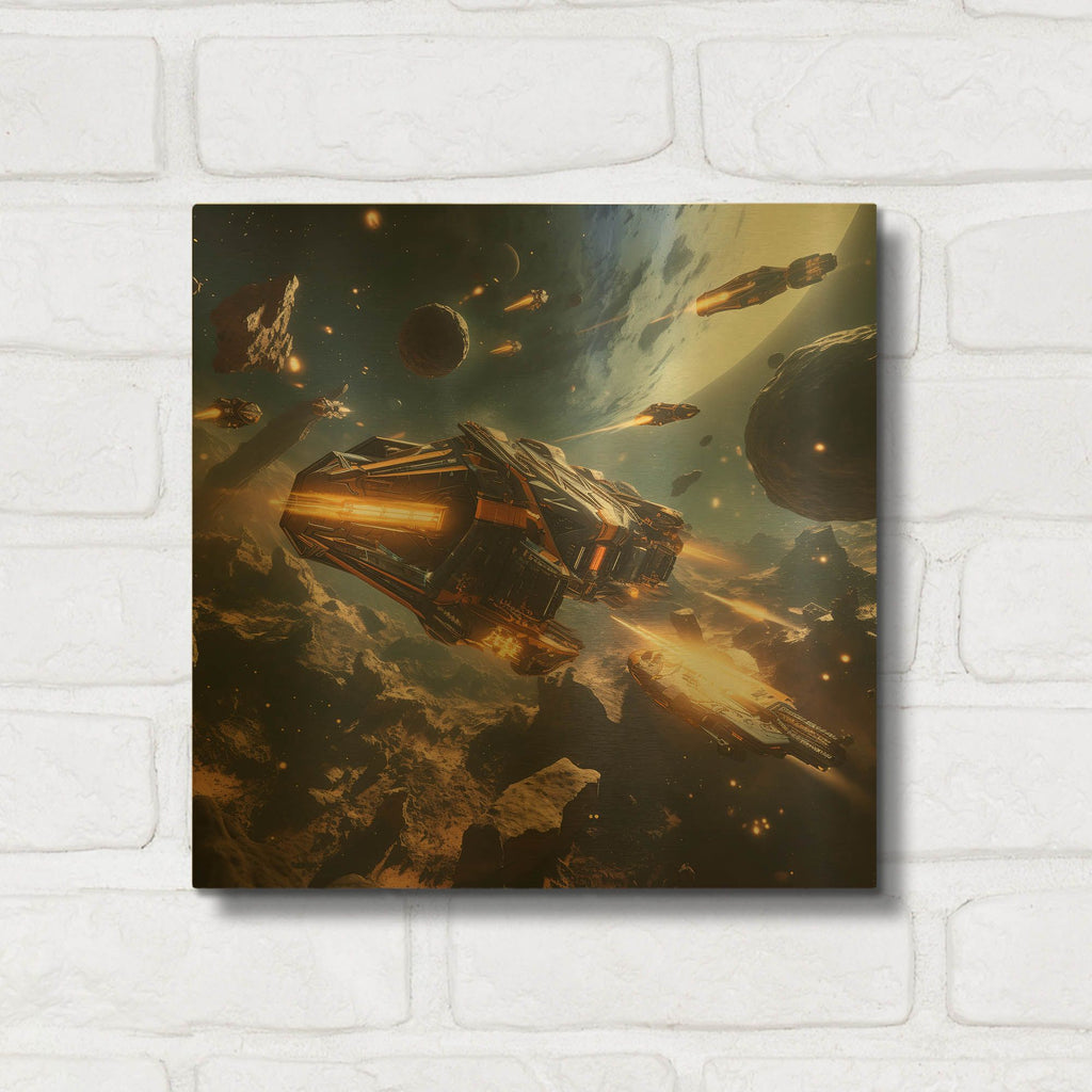 'The Chase' By r3darch0n Gold Metal Wall Art