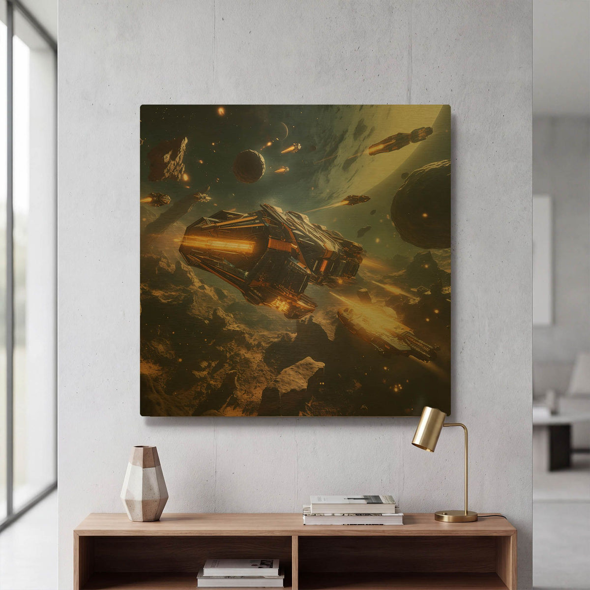 'The Chase' By r3darch0n Gold Metal Wall Art