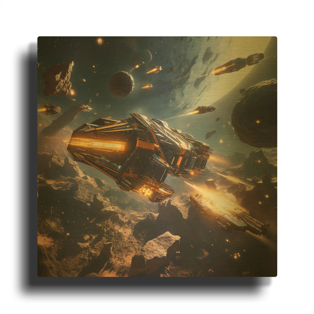 'The Chase' By r3darch0n Gold Metal Wall Art