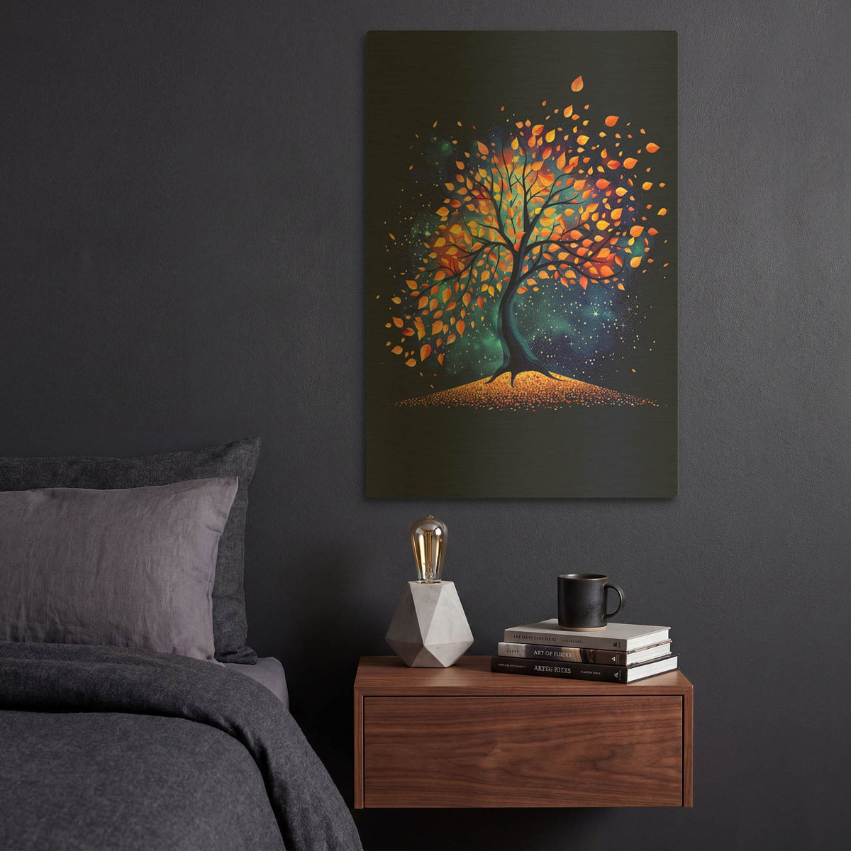 'The Midnight Tree' By r3darch0n Gold Metal Wall Art