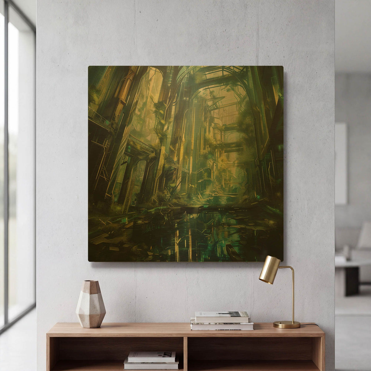 'The Overgrown Metropolis' By r3darch0n Gold Metal Wall Art
