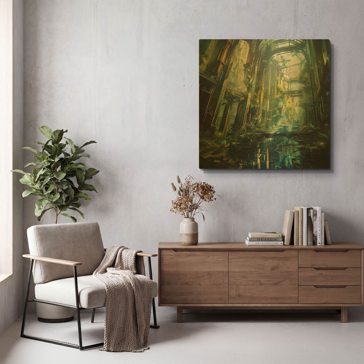 'The Overgrown Metropolis' By r3darch0n Gold Metal Wall Art