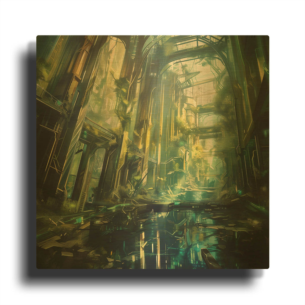 'The Overgrown Metropolis' By r3darch0n Gold Metal Wall Art