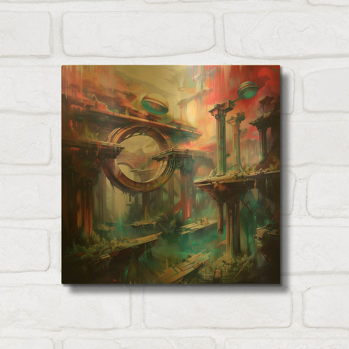 'The Ruins of Futurism' By r3darch0n Gold Metal Wall Art