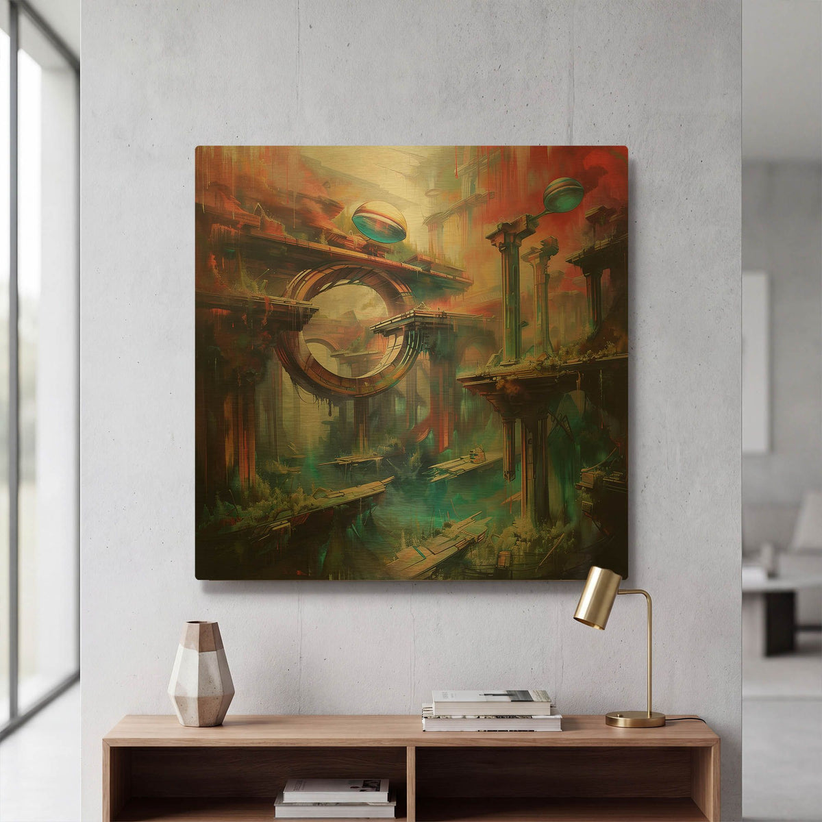 'The Ruins of Futurism' By r3darch0n Gold Metal Wall Art
