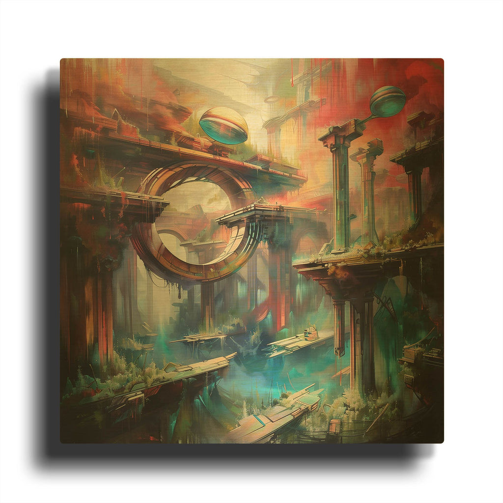 'The Ruins of Futurism' By r3darch0n Gold Metal Wall Art