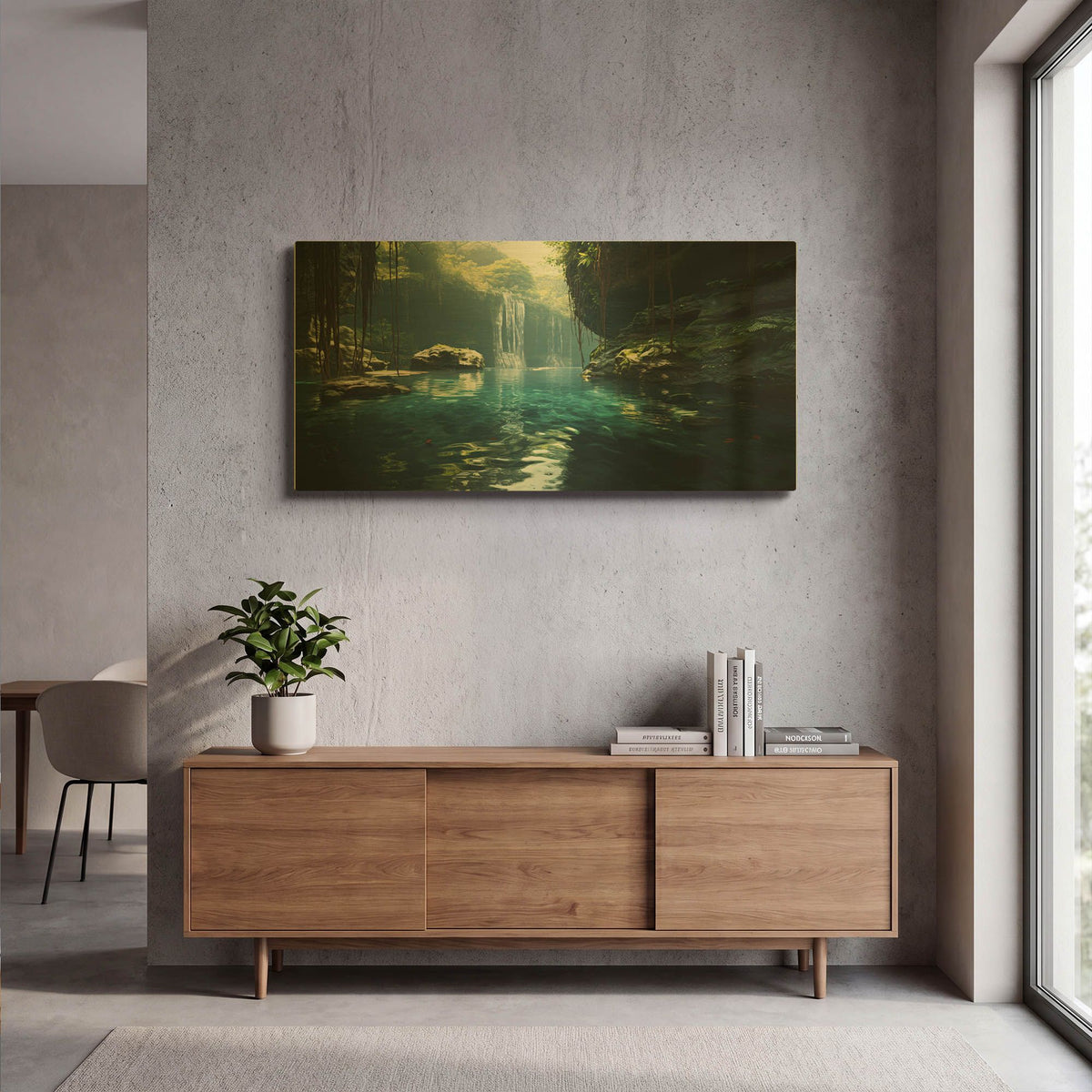 'Tropical Waterfall' By r3darch0n Gold Metal Wall Art
