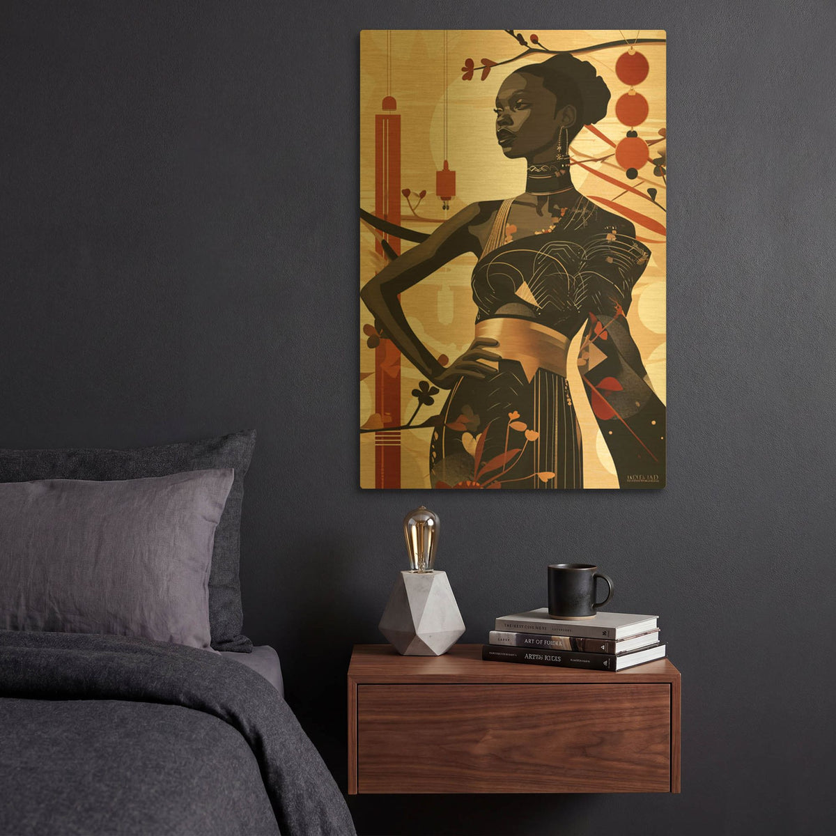 'Twilight Adorned - A Queen's Profile' By r3darch0n Gold Metal Wall Art
