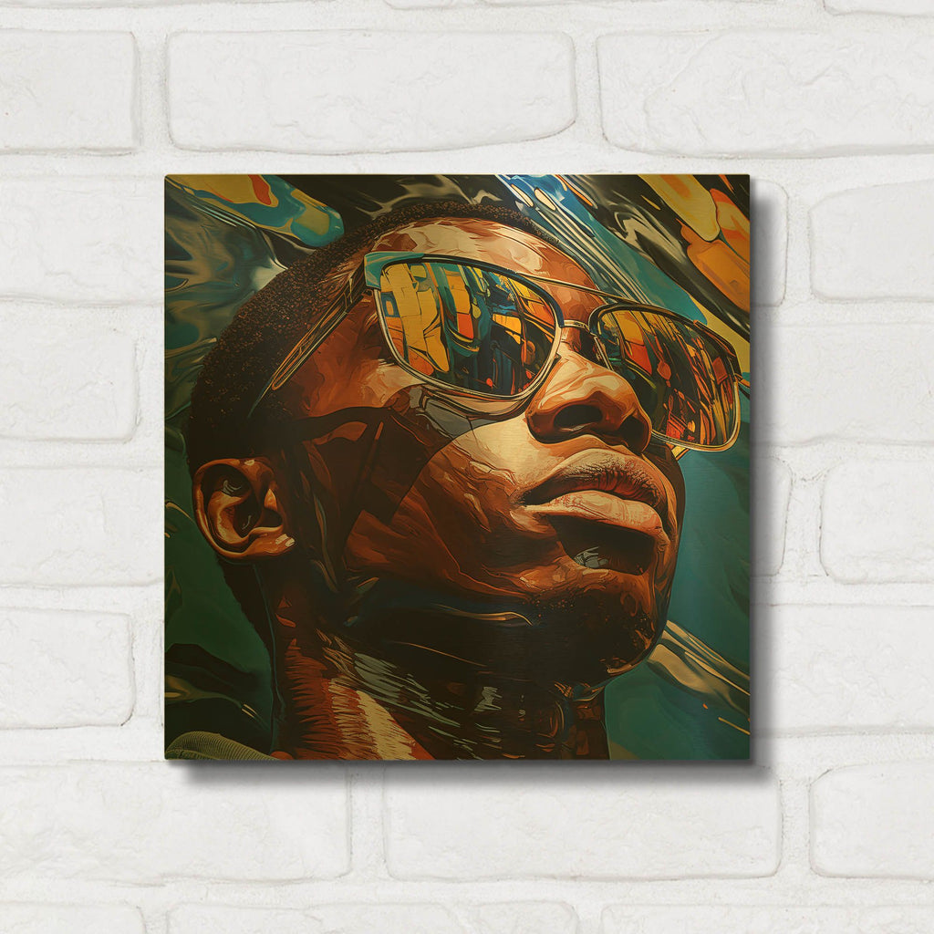 'Vibrant Reflections Portrait' By r3darch0n Gold Metal Wall Art
