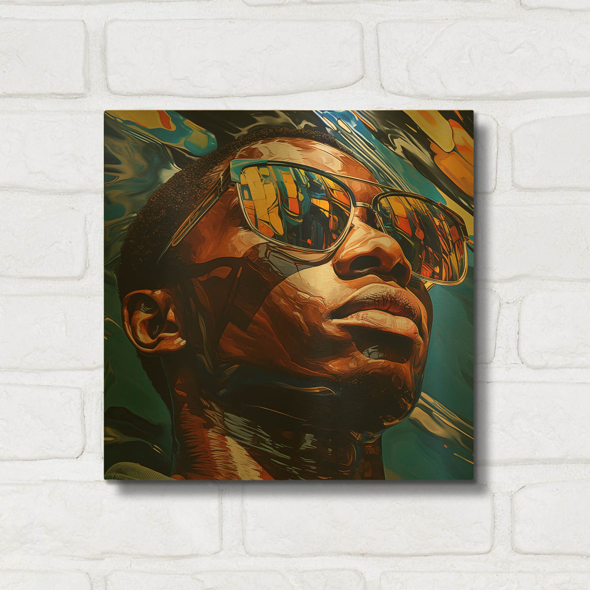 'Vibrant Reflections Portrait' By r3darch0n Gold Metal Wall Art