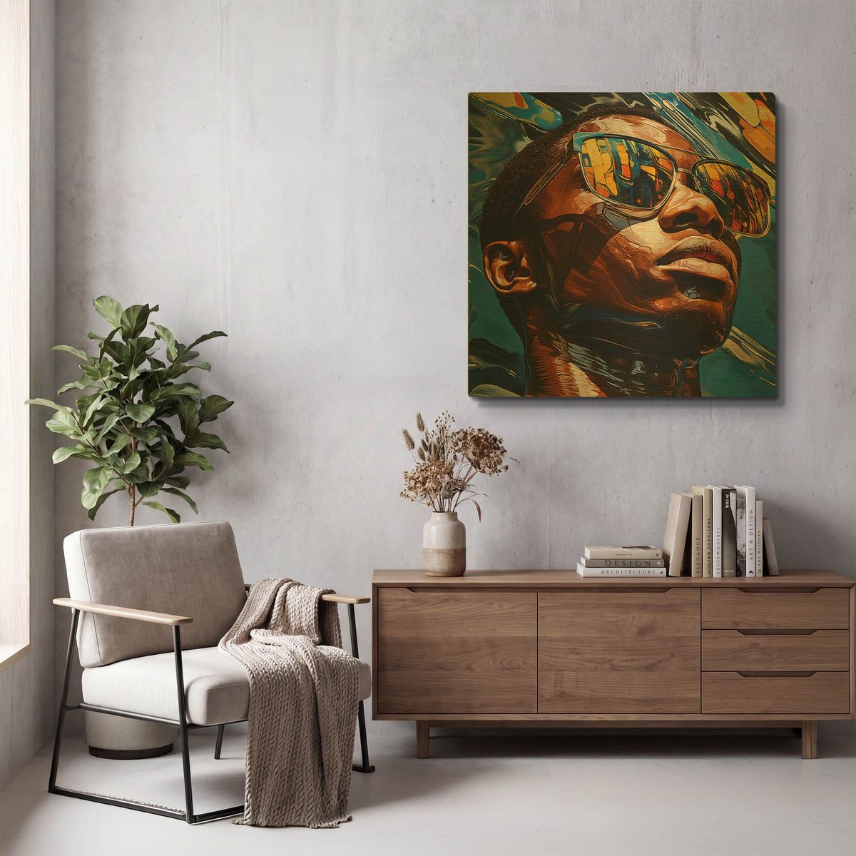 'Vibrant Reflections Portrait' By r3darch0n Gold Metal Wall Art