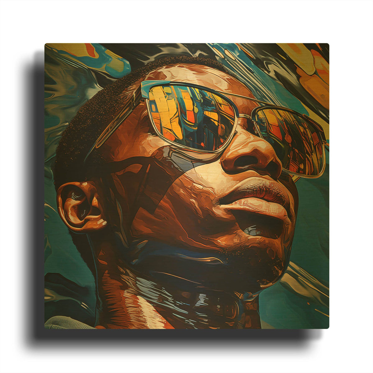 'Vibrant Reflections Portrait' By r3darch0n Gold Metal Wall Art