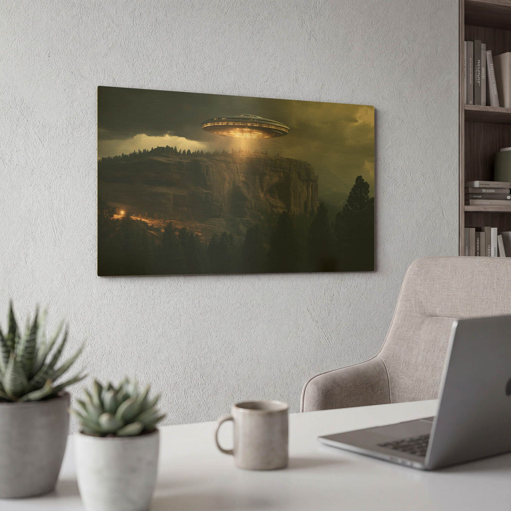 'Visitors' By r3darch0n Gold Metal Wall Art