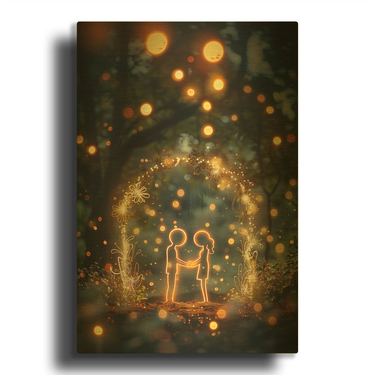 'Wedding in the Woods' By r3darch0n Gold Metal Wall Art