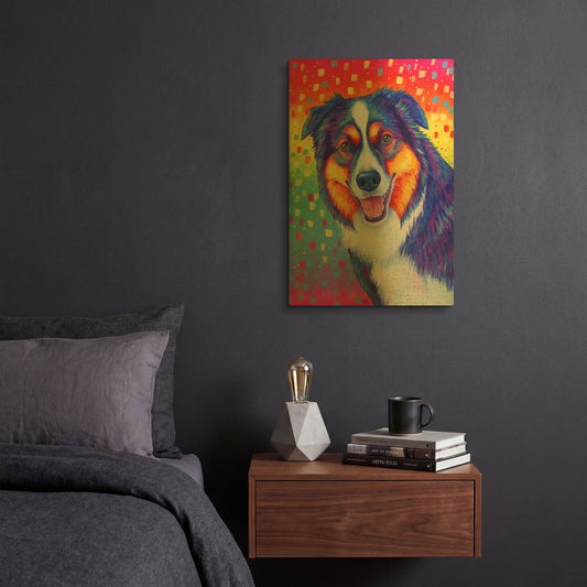 'Australian Shepherd' By Rebecca Wang Art Gold Metal Wall Art