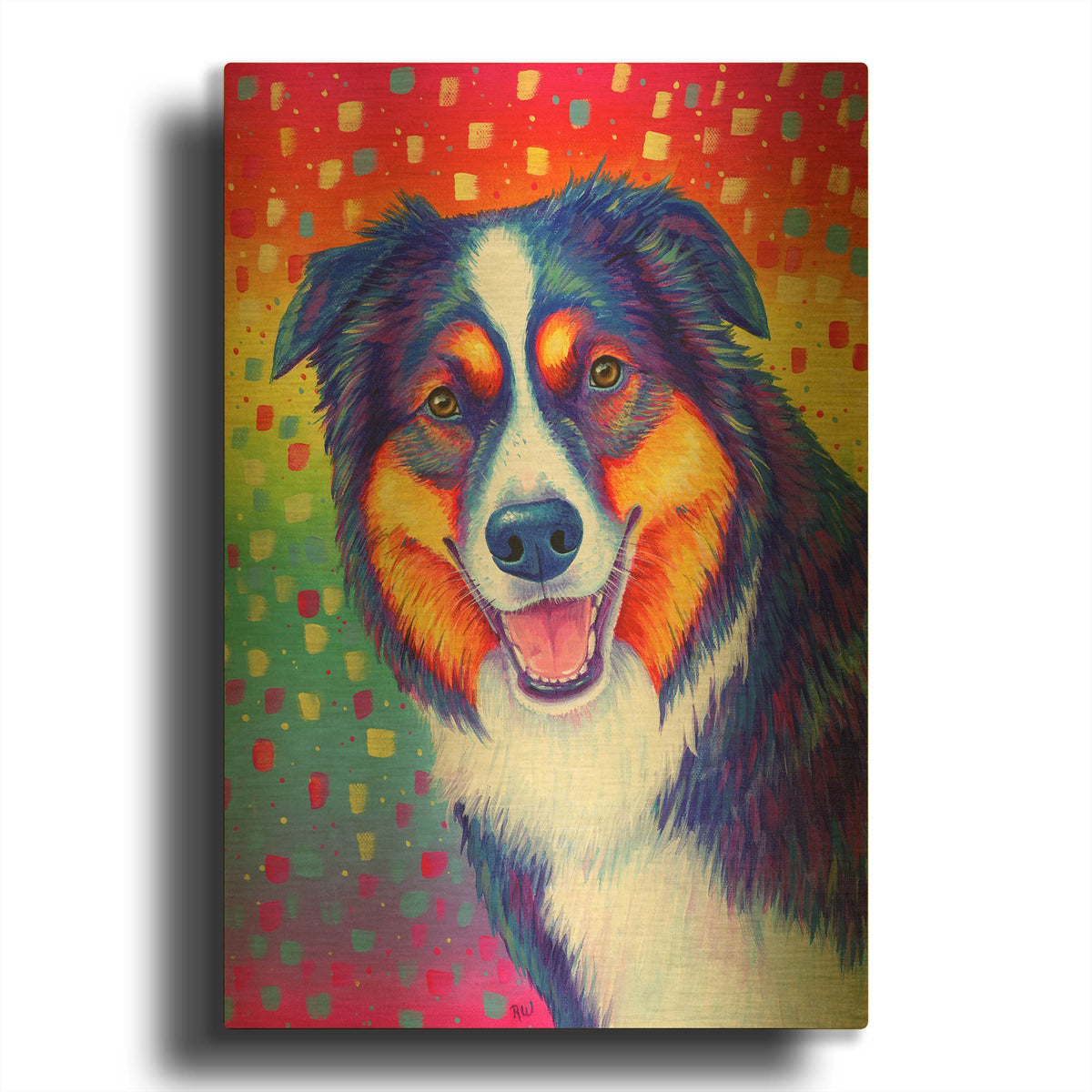 'Australian Shepherd' By Rebecca Wang Art Gold Metal Wall Art
