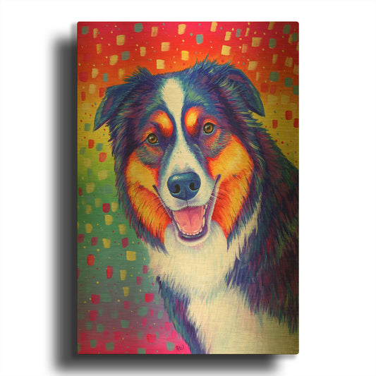 'Australian Shepherd' By Rebecca Wang Art Gold Metal Wall Art