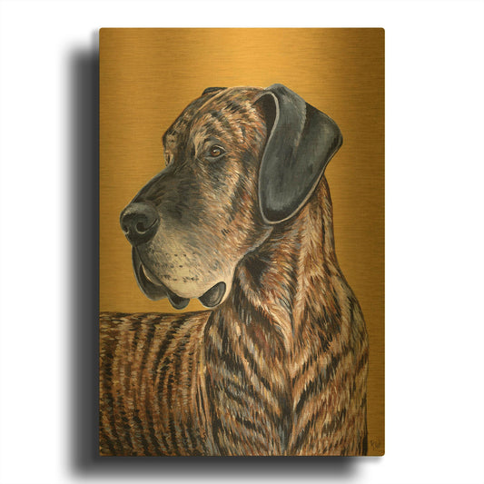 'Brindle Great Dane' By Rebecca Wang Art Gold Metal Wall Art