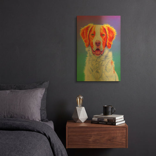 'Brittany Spaniel' By Rebecca Wang Art Gold Metal Wall Art