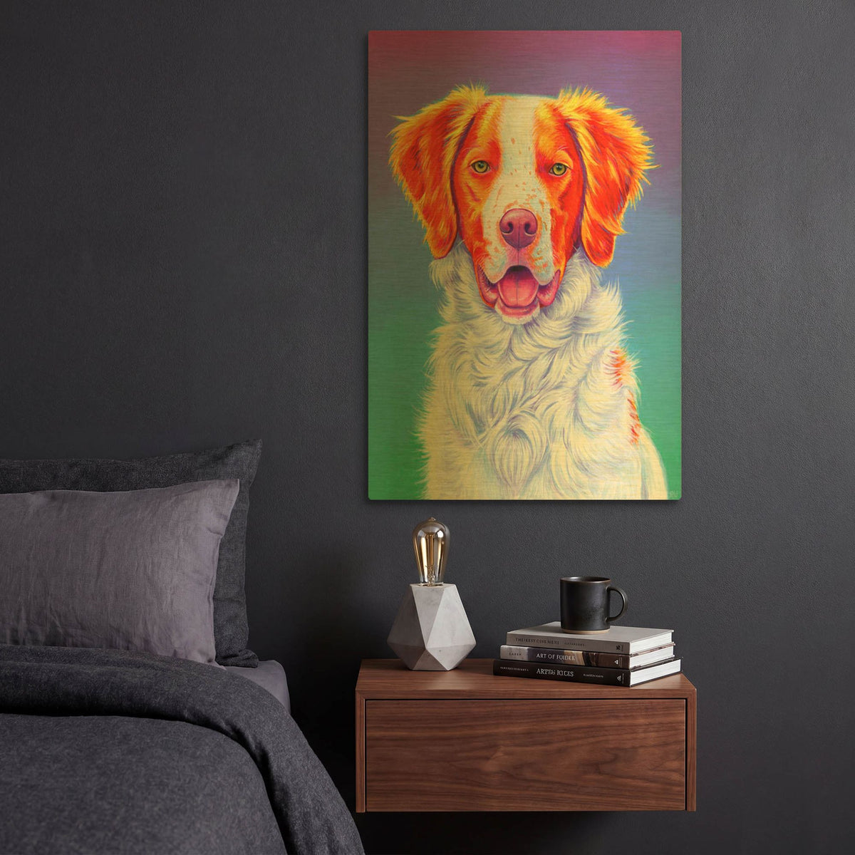 'Brittany Spaniel' By Rebecca Wang Art Gold Metal Wall Art