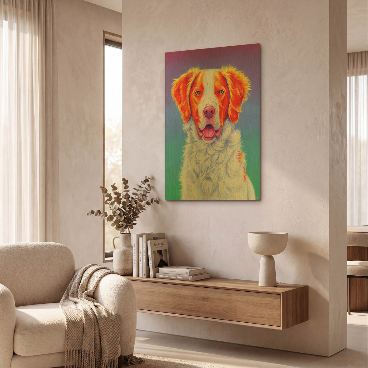 'Brittany Spaniel' By Rebecca Wang Art Gold Metal Wall Art