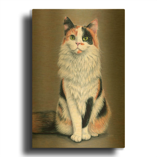 'Calico Cat' By Rebecca Wang Art Gold Metal Wall Art