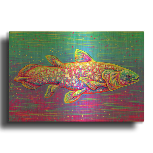 'Coelacanth Ancient Ancestor Of The Deep' By Rebecca Wang Art Gold Metal Wall Art