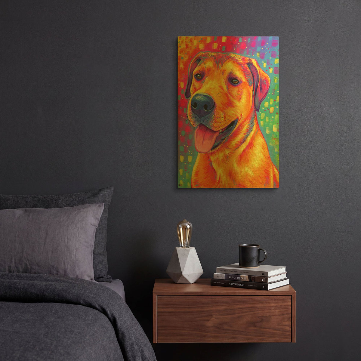 'Colorful Dog' By Rebecca Wang Art Gold Metal Wall Art