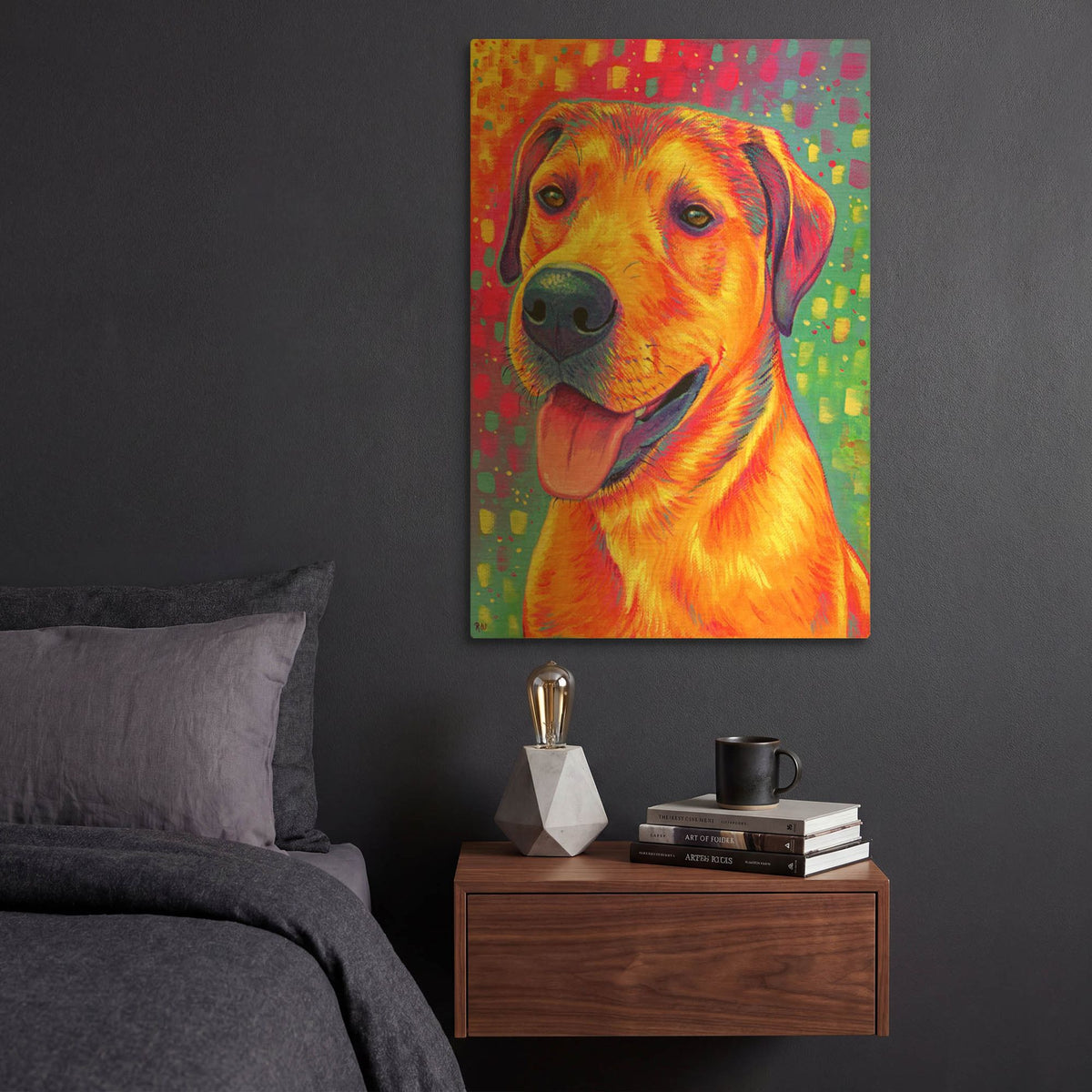 'Colorful Dog' By Rebecca Wang Art Gold Metal Wall Art