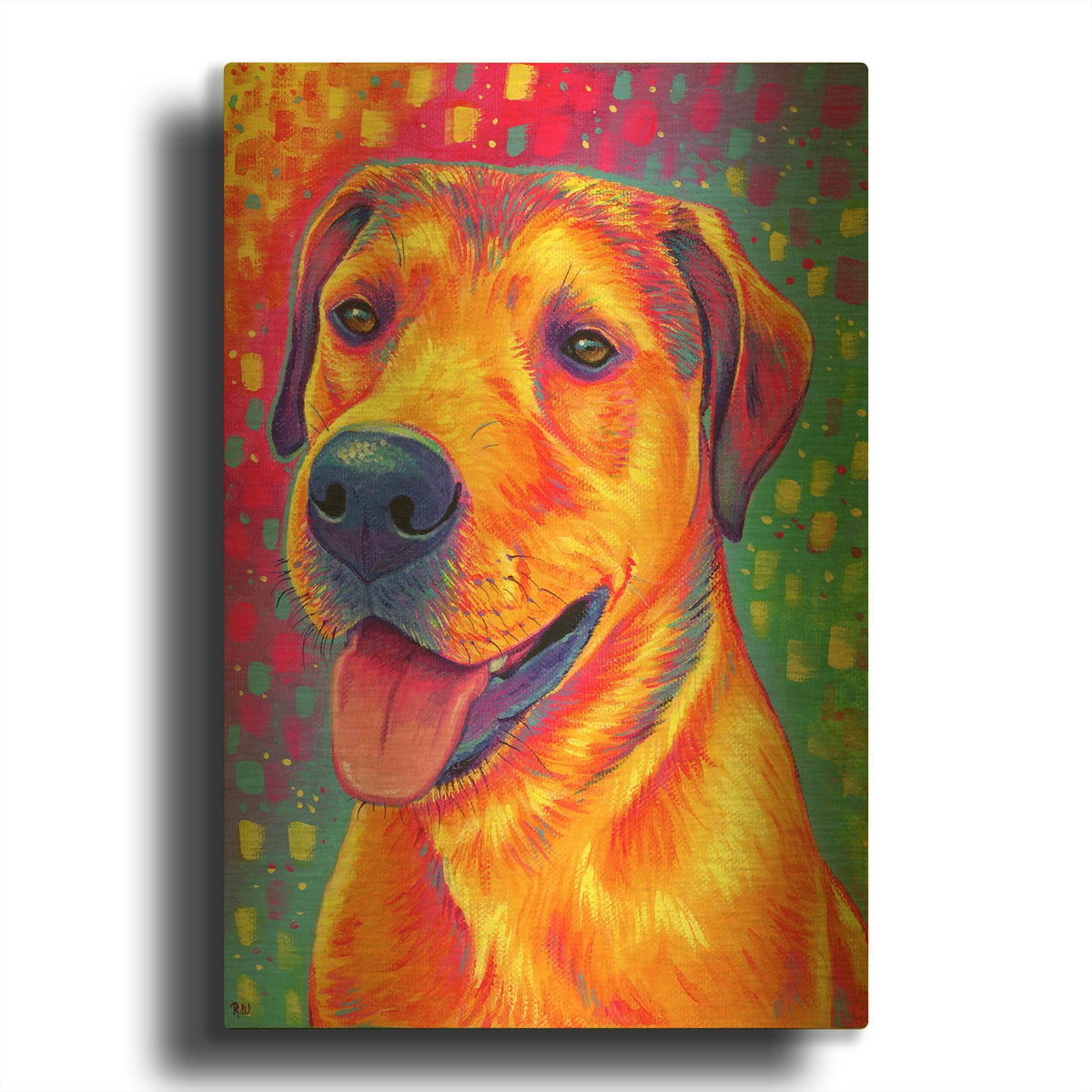 'Colorful Dog' By Rebecca Wang Art Gold Metal Wall Art