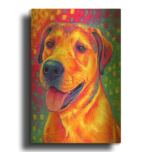 'Colorful Dog' By Rebecca Wang Art Gold Metal Wall Art